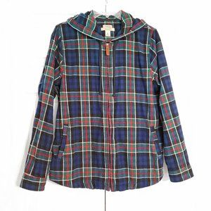 L.L. Bean Plaid Hooded Jacket - Blue and Red